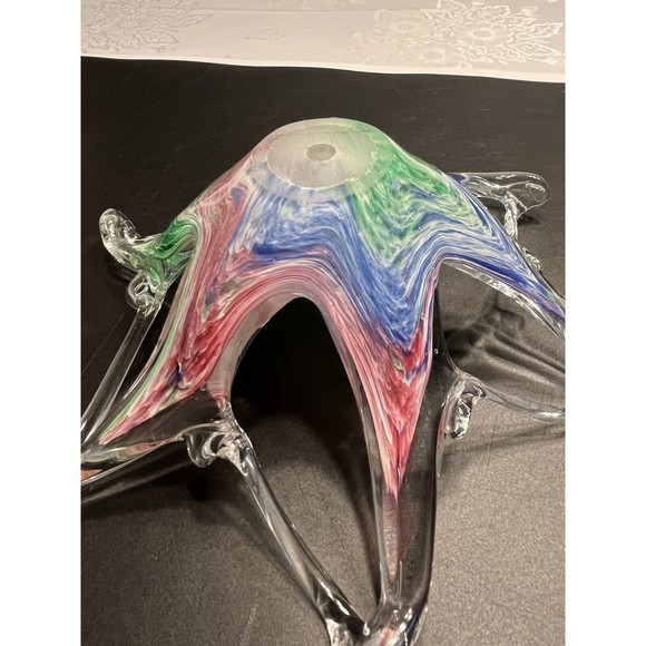 2 ~ Murano Art Glass Bowls Abstract Sculptures Blue Green Swirl Original Sticker - Picture 13 of 16